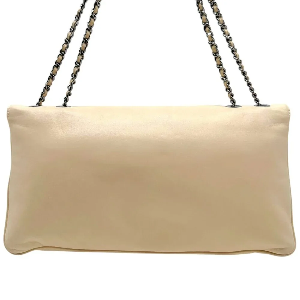 Chanel Ivory Lambskin Leather Turnlock Shoulder Bag 2003-04